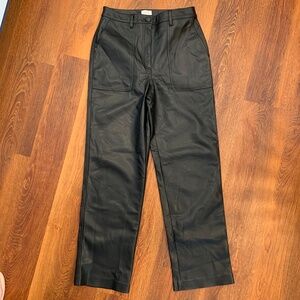 Aritzia Wilfred Free Vegan Leather Pants Womens 6 Black EUC High Rise